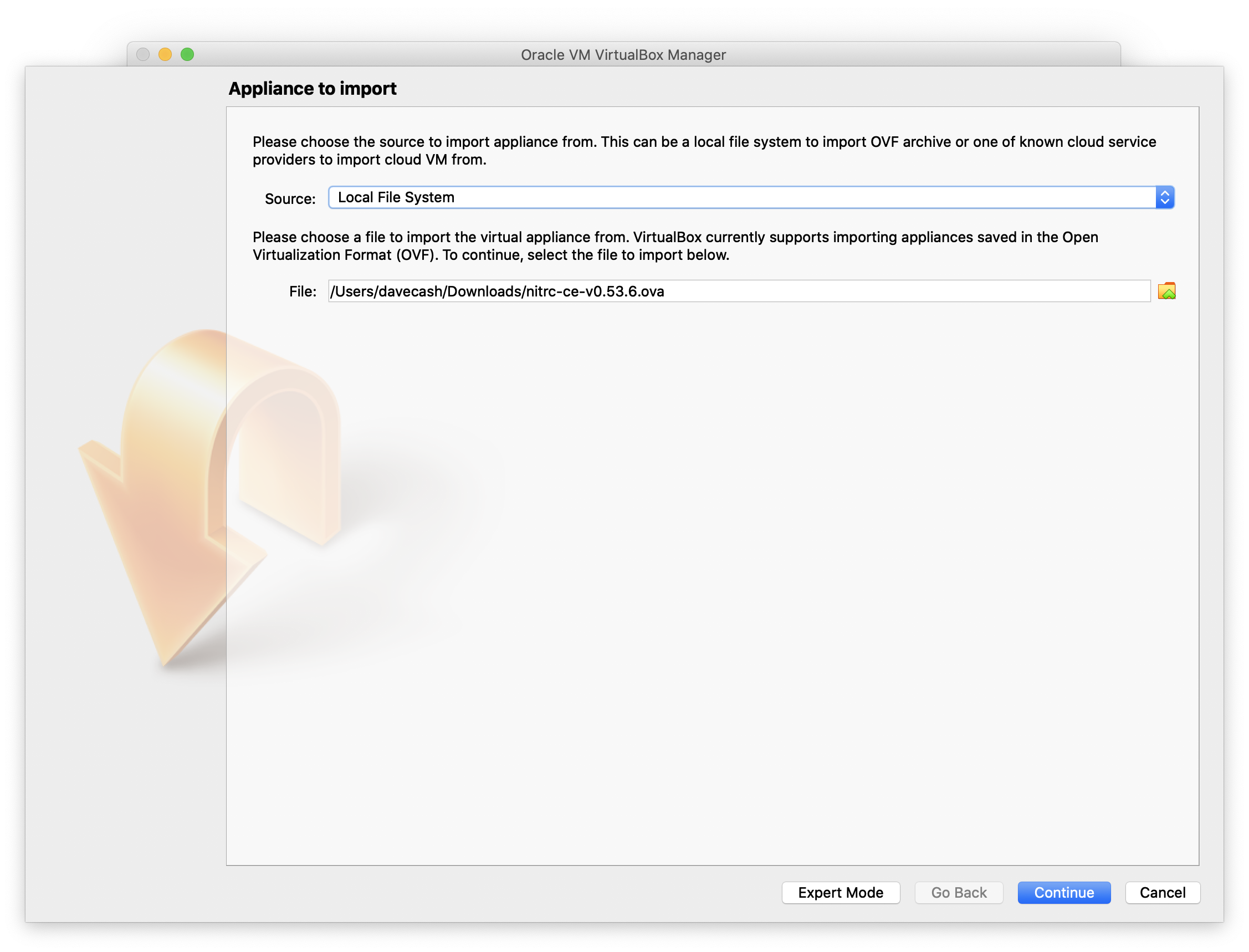 Import NITRC appliance