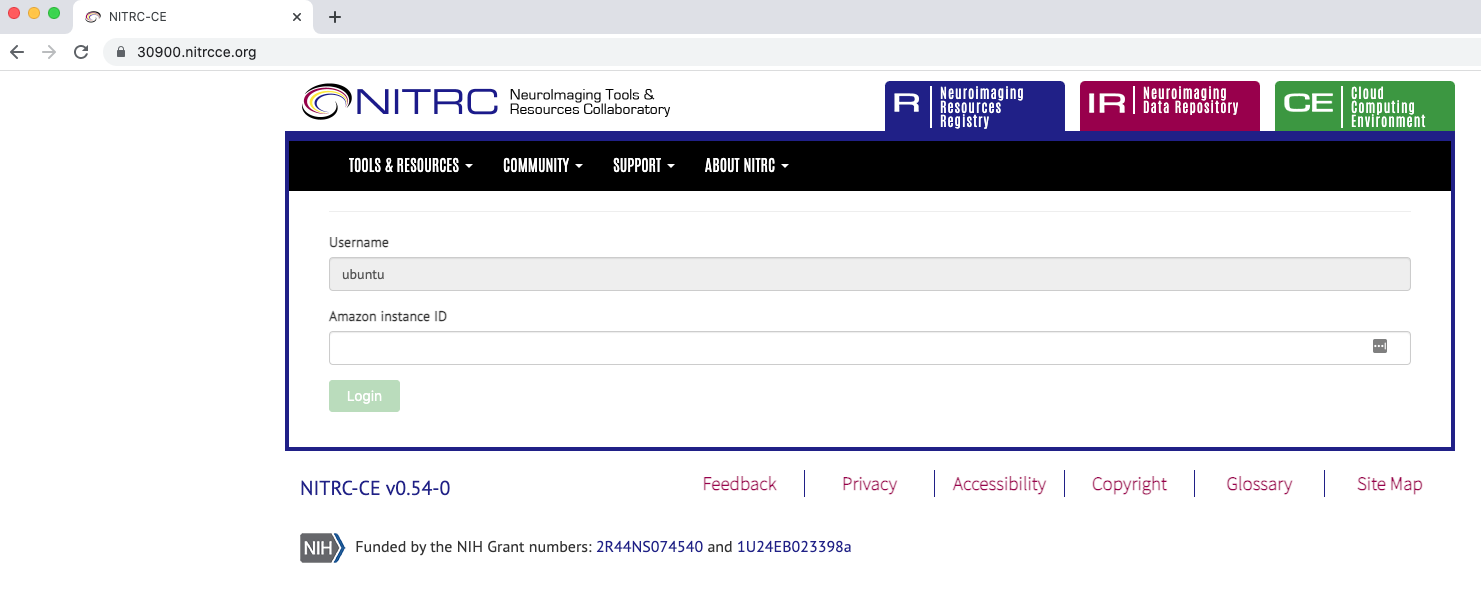 NITRC login page