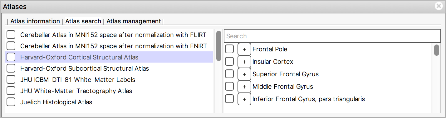 Atlas search panel