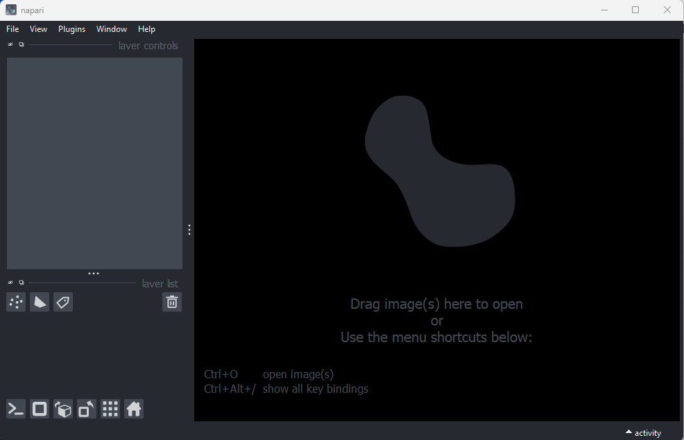 A  screenshot of the default Napari user interface