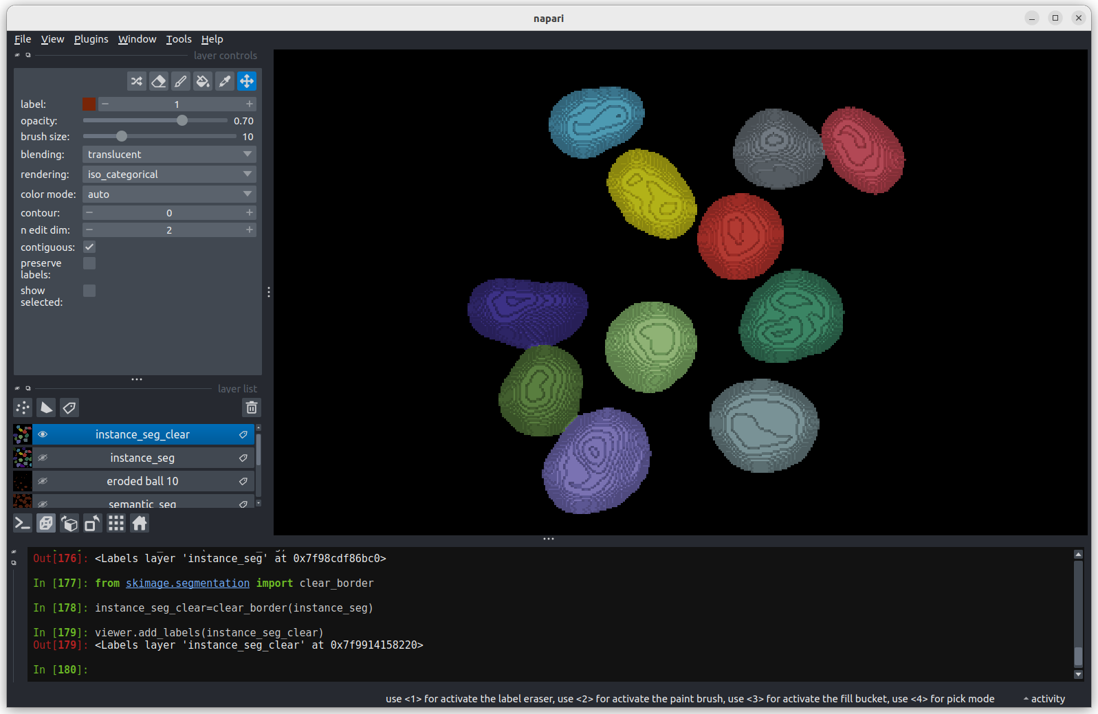 The instance segmentation with any nuclei crossing the image boundary removed