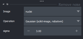 Screenshot of settings for removing noise  in Napari